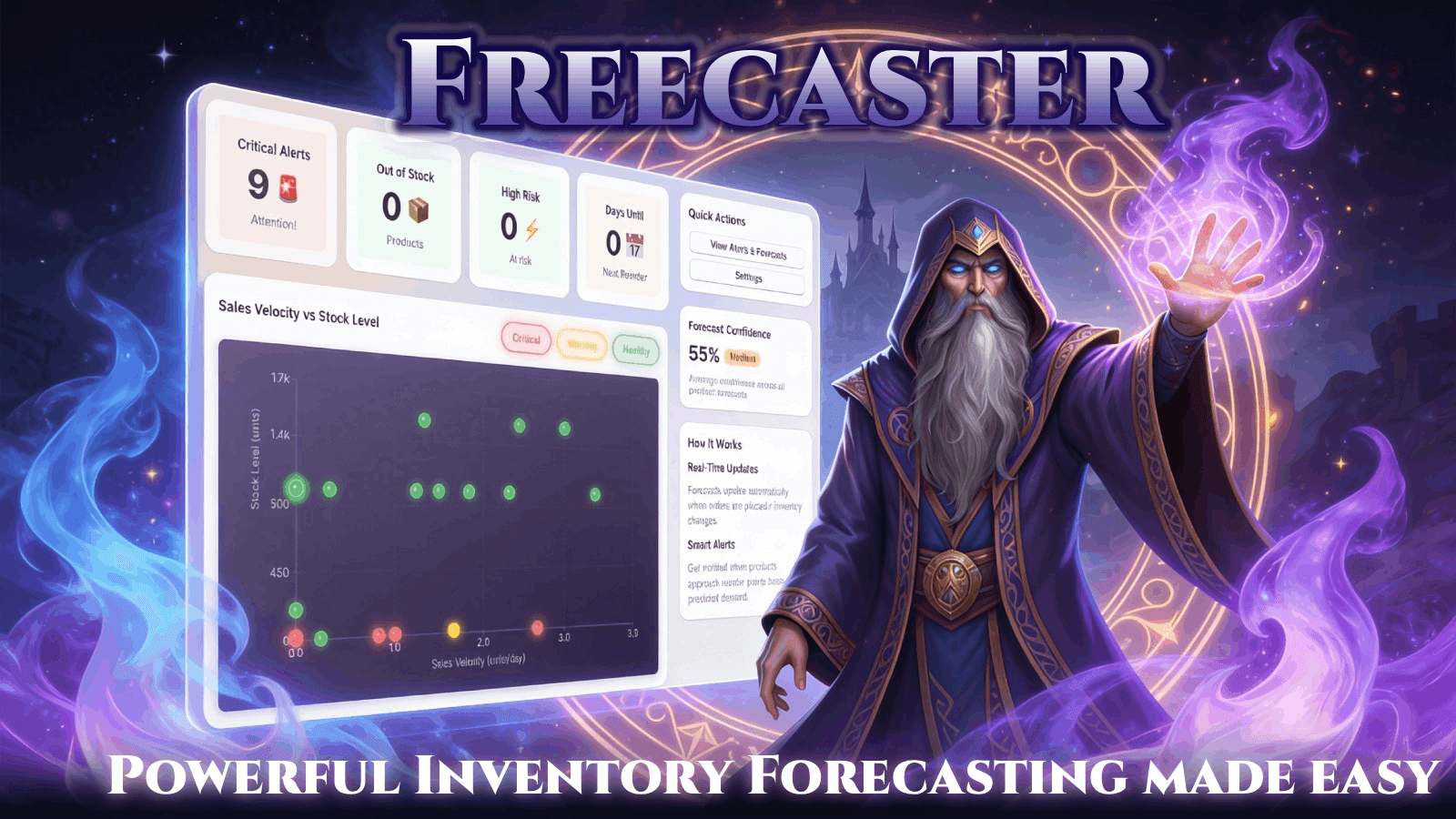 Freecaster inventory demand forecasting for Shopify.