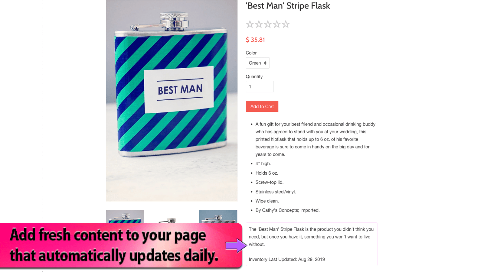 Add fresh content to your page that automatically updates daily