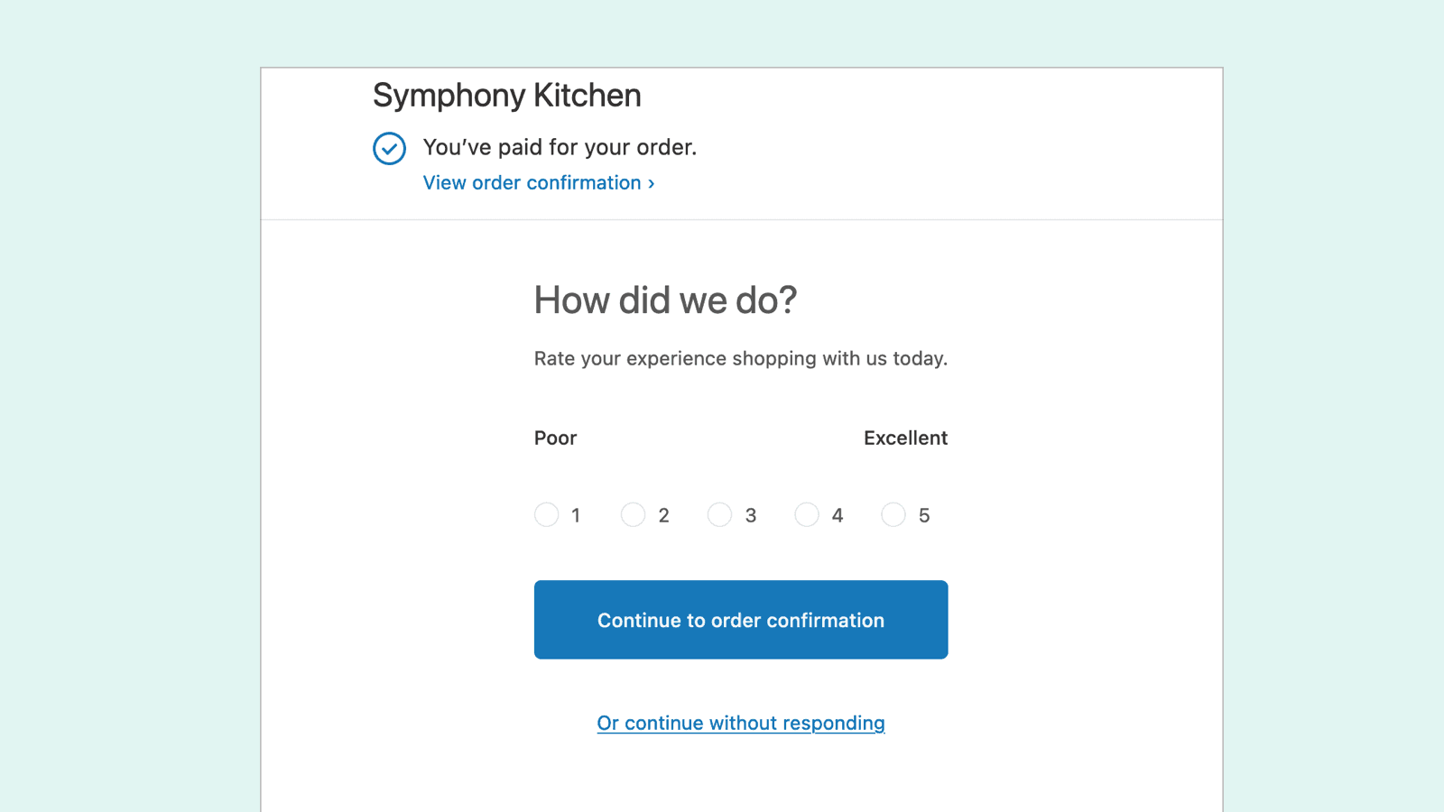 A customer feedback form with ratings from 1 to 5