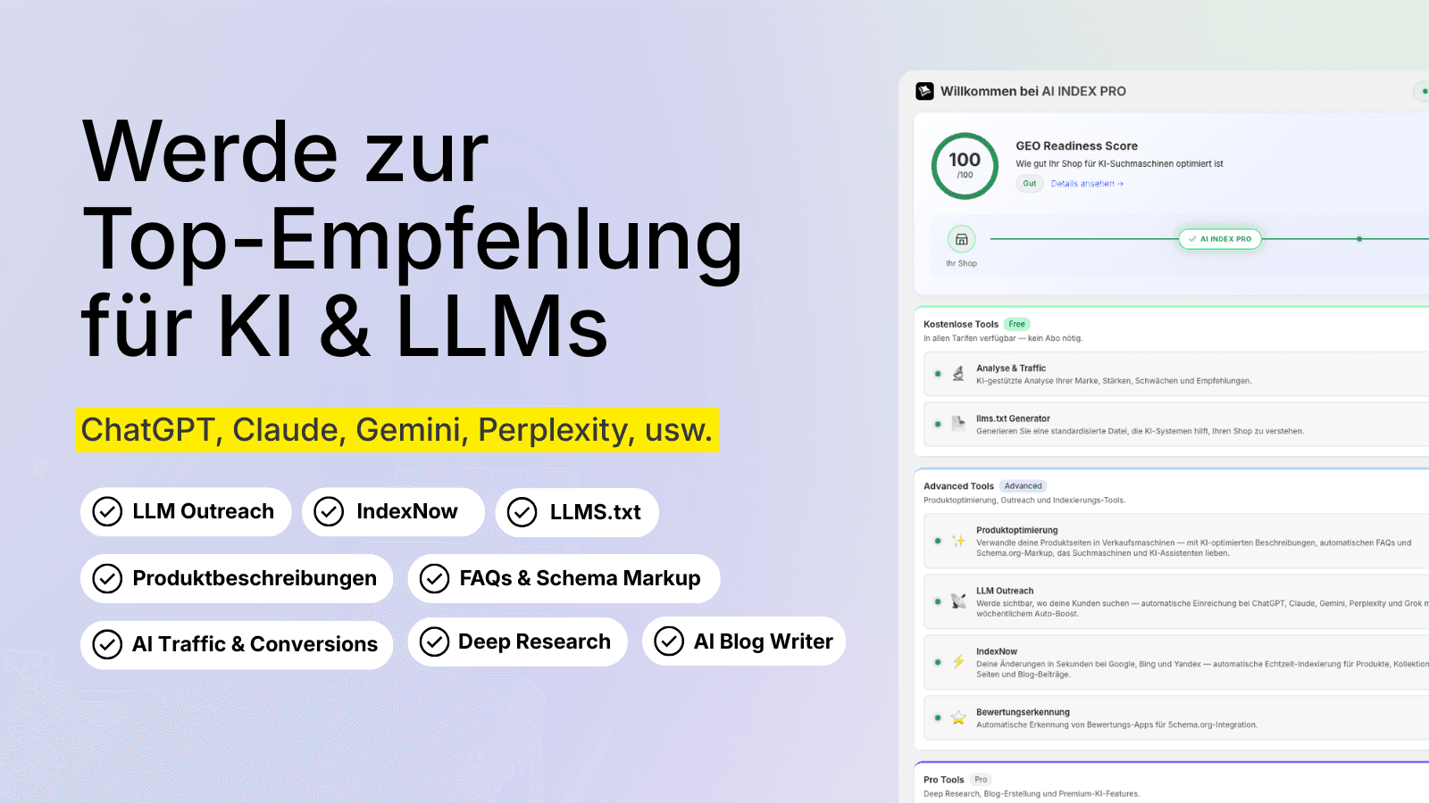 AI INDEX PRO - Alle Features auf einen Blick