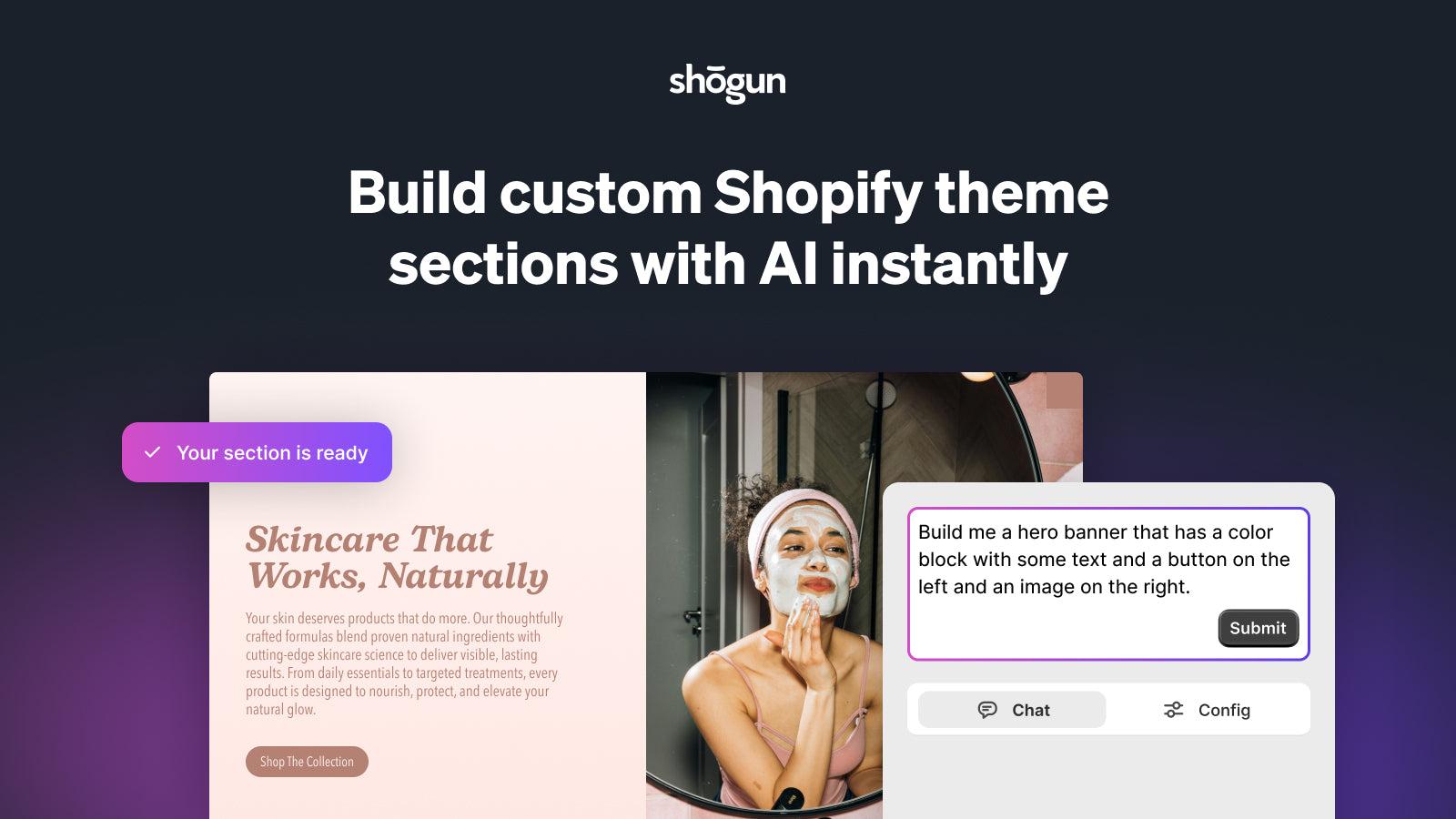 Build custom Shopify theme sections with AI instantly