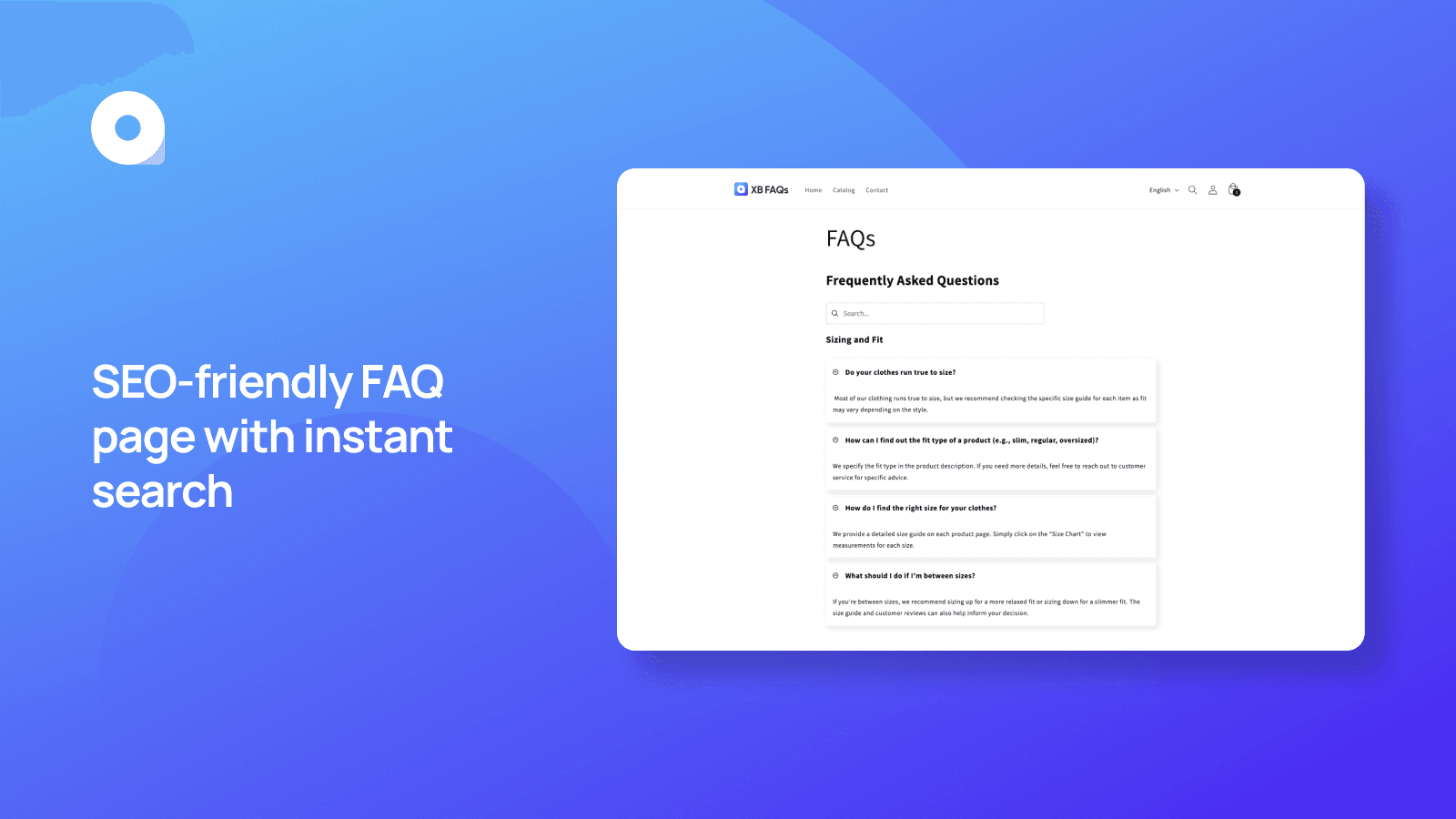 SEO-friendly FAQ page with instant search
