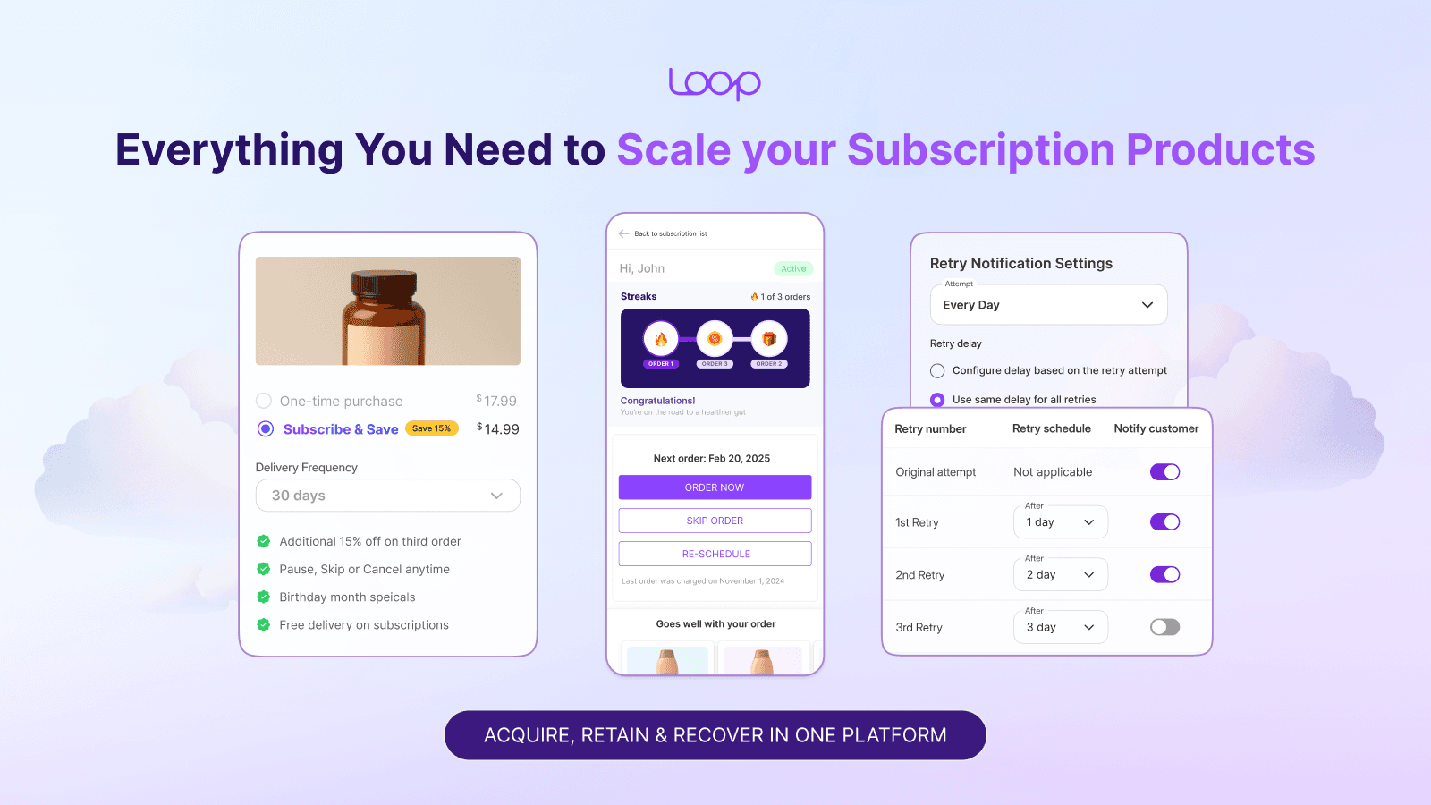 Shopify subscription app dashboard with recurring billing featur
