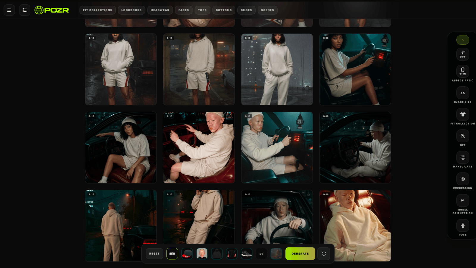 Create AI-generated fashion visuals for your products.