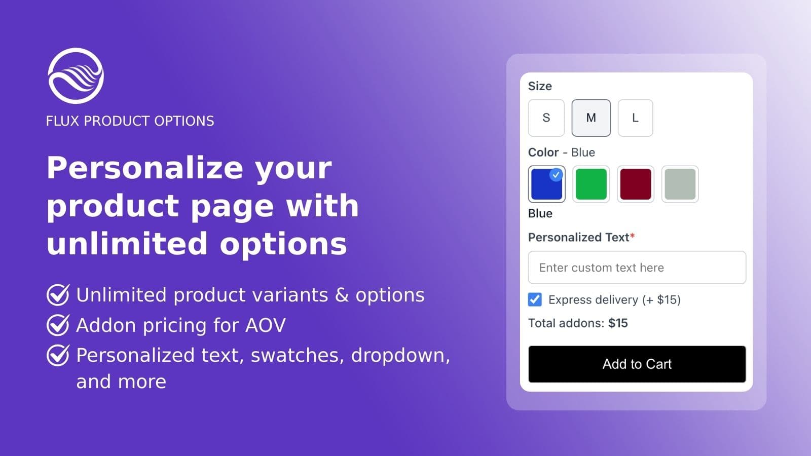 Personalize your product page with many product option types