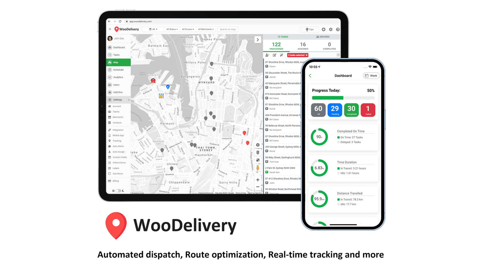 Automated dispatch, Route optimization, Real-time tracking