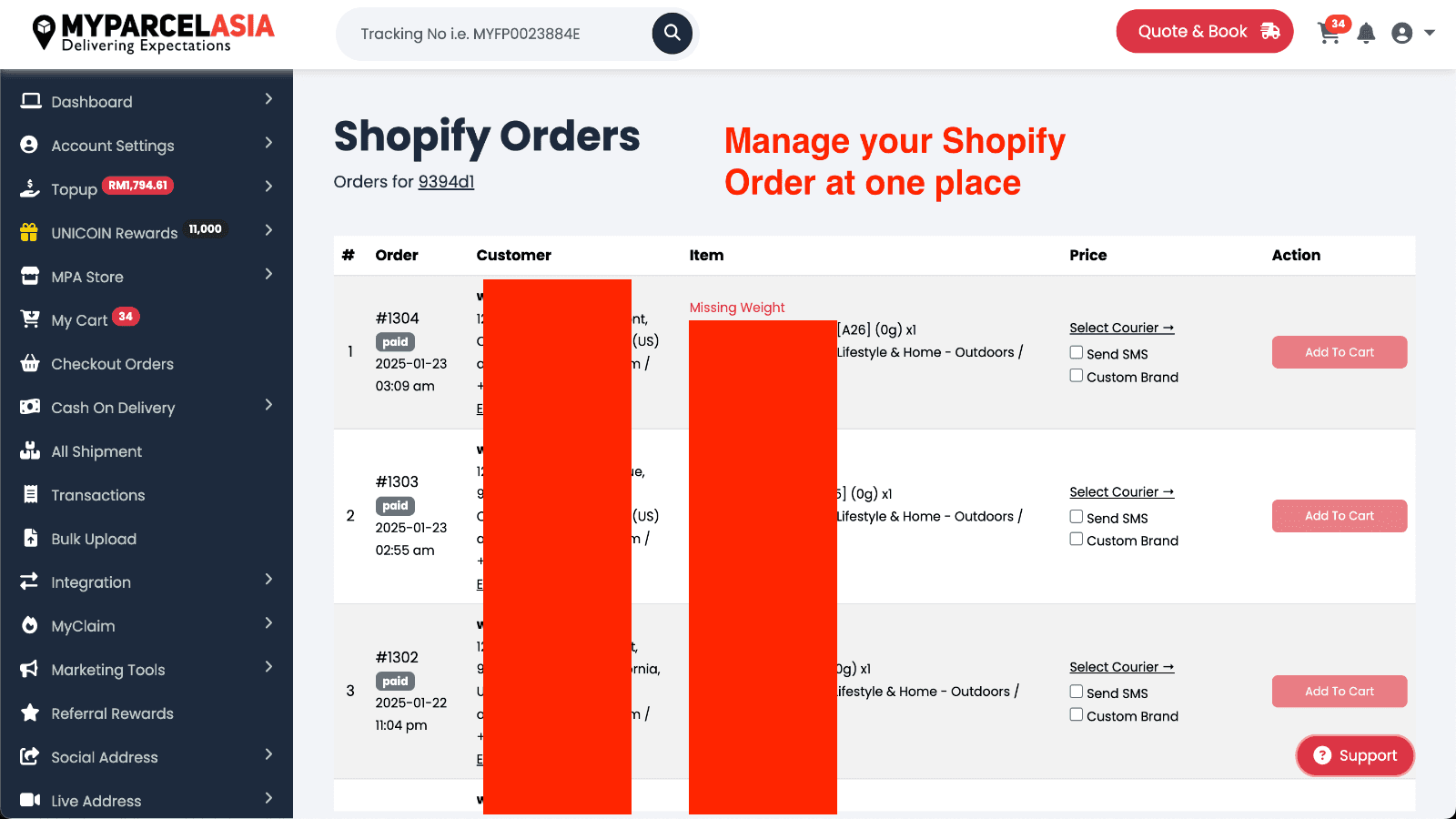 No more manual key in to print shipping label