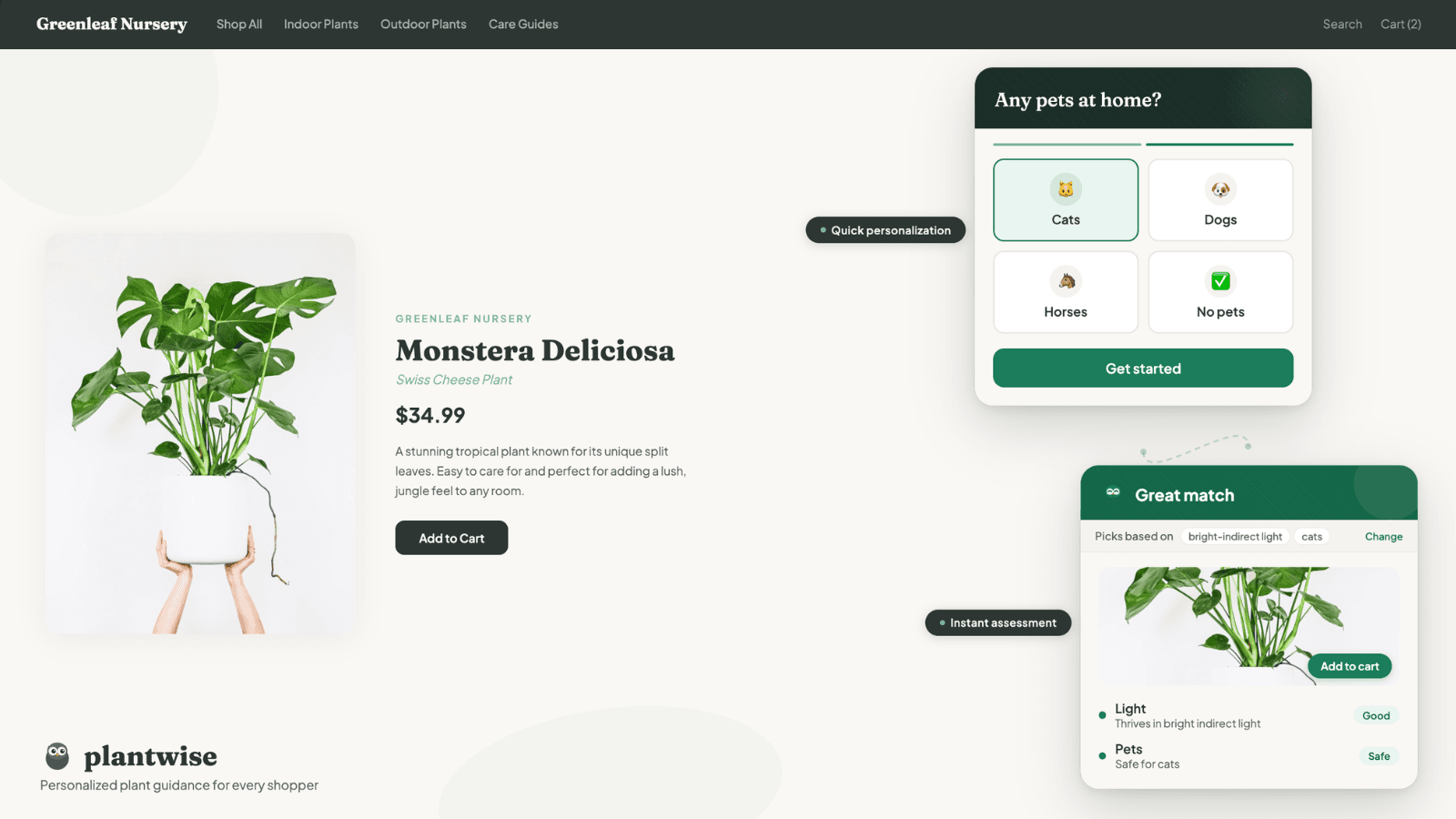 plantwise widget showing pet safety check and match verdict