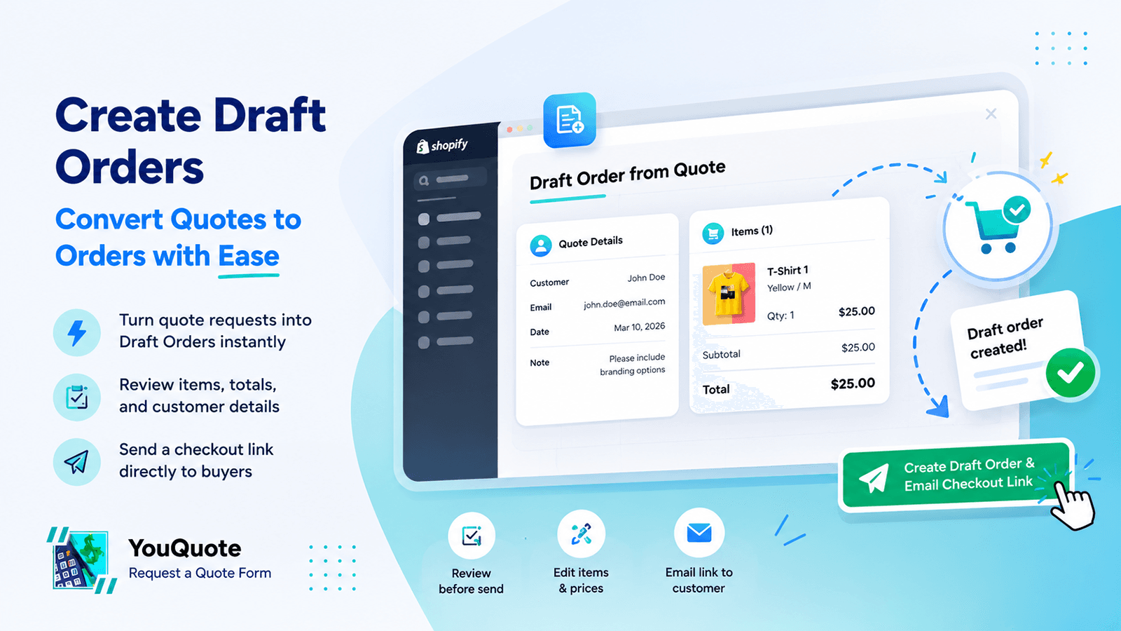 create draft orders from quote requests