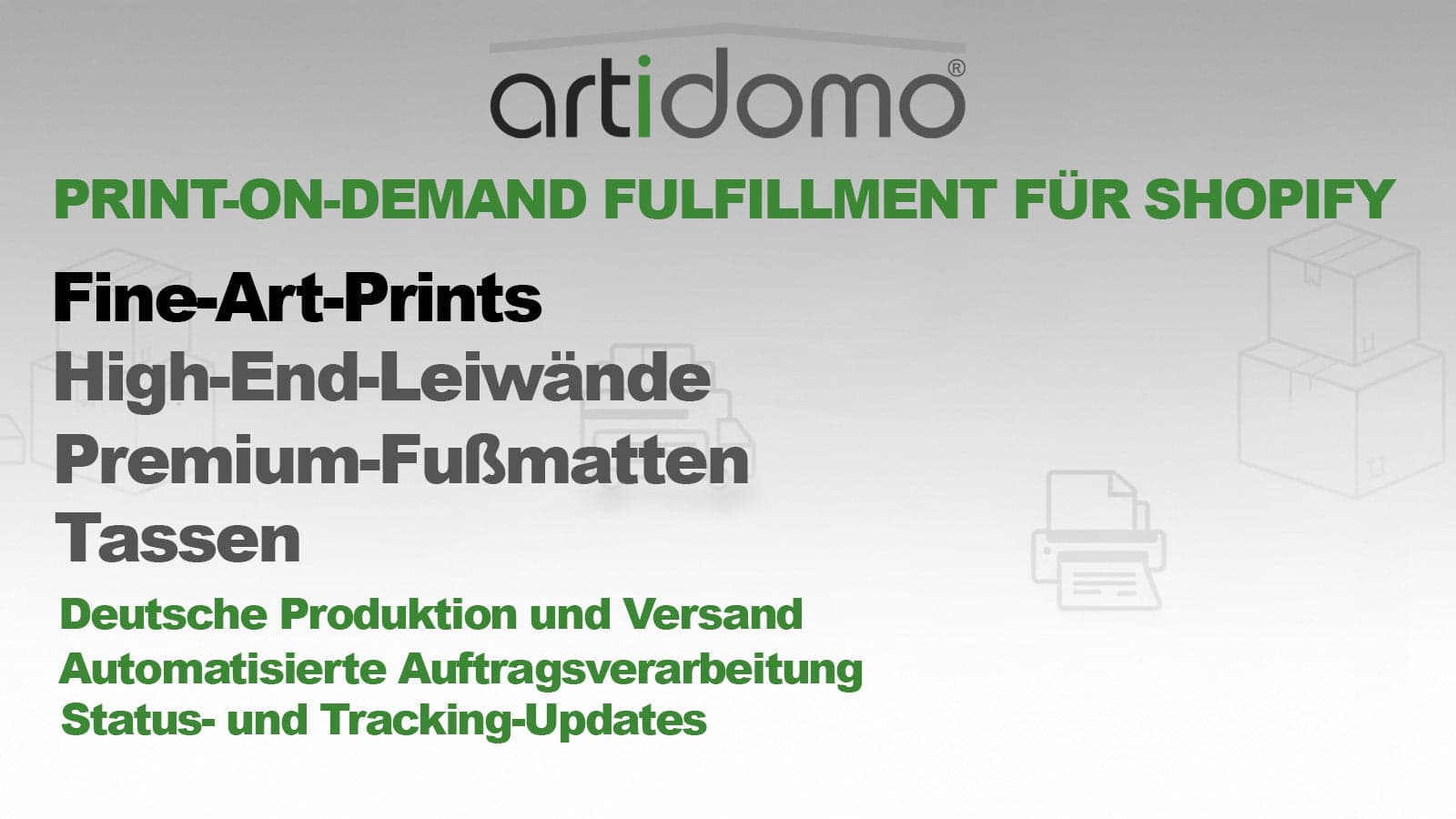 artidomo Fulfillment für Fine-Art Prints und Merchandise