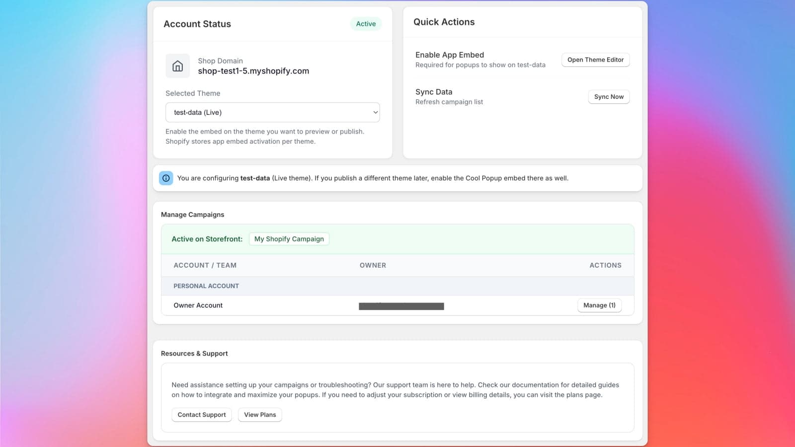 Connect Cool Popup with Shopify and review existing campaigns