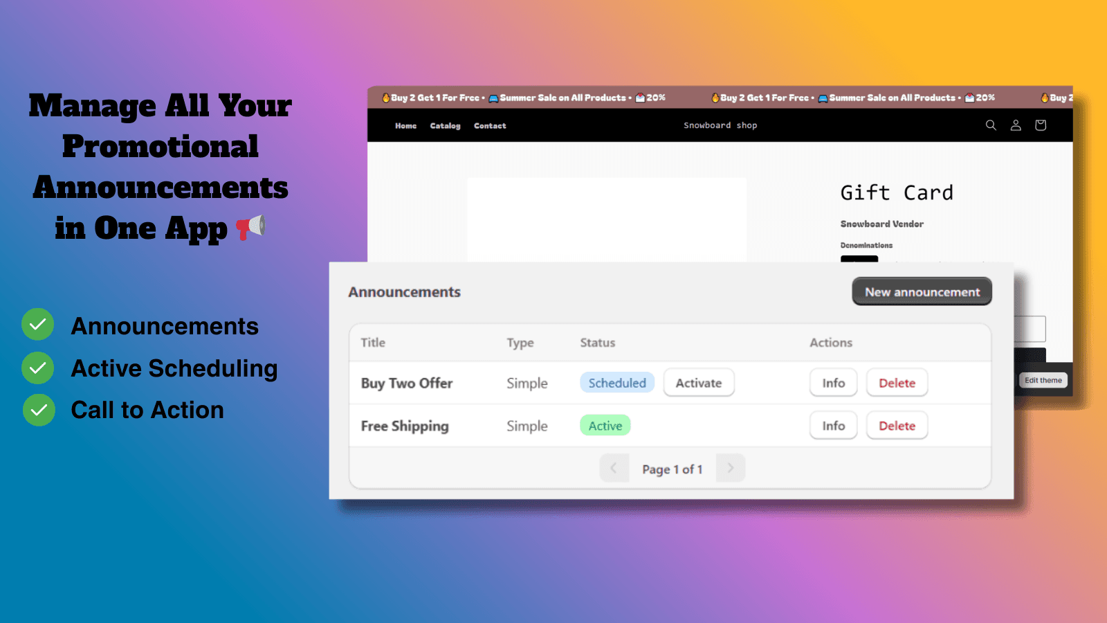 Manage all your store announcements in one app easily
