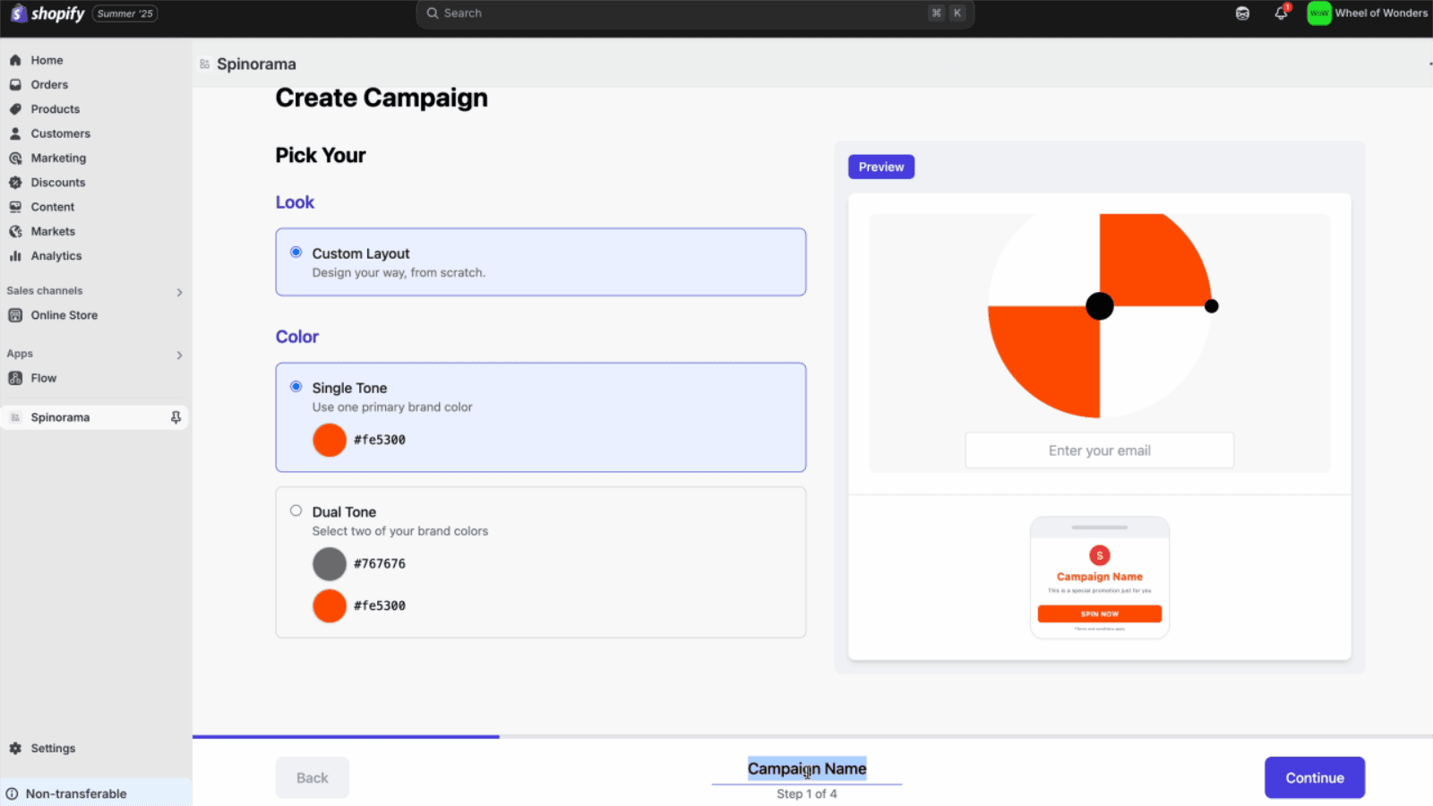 Create the Campaign after installing and subscribing.Pick colors