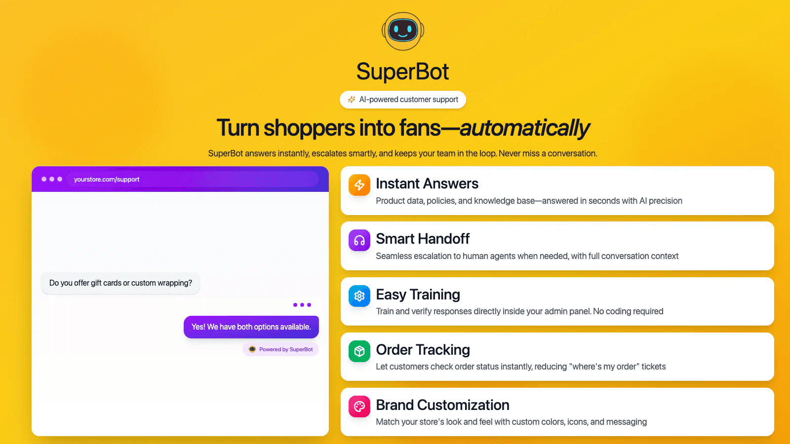 SuperBot: Instant Answers, Smart Handoff, Admin Testing
