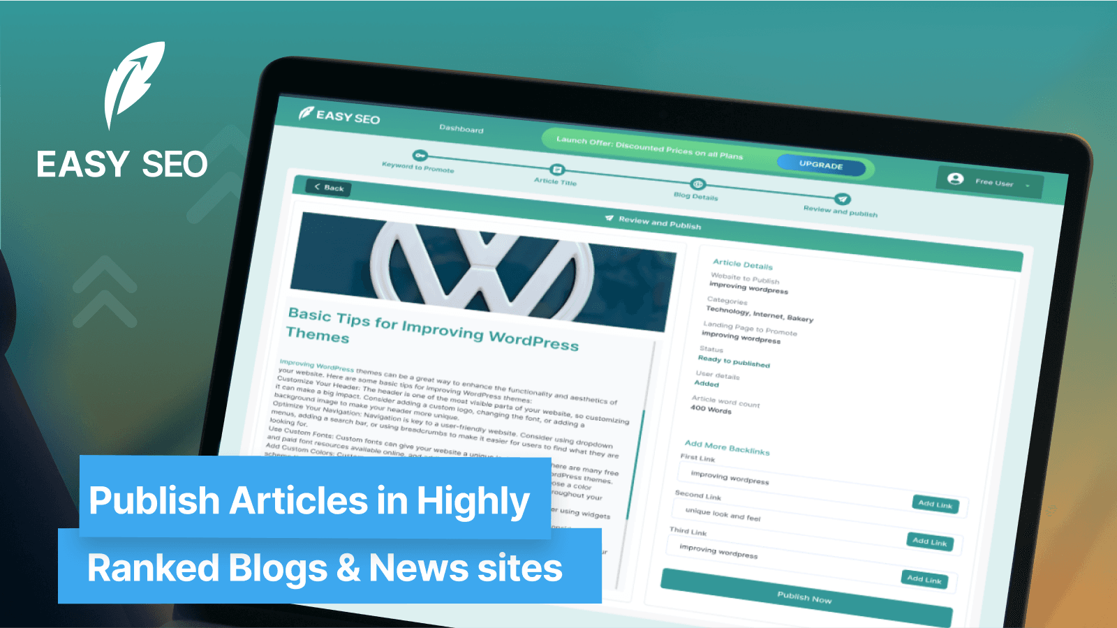Publish Articles in Highly Ranked Blogs & News sites