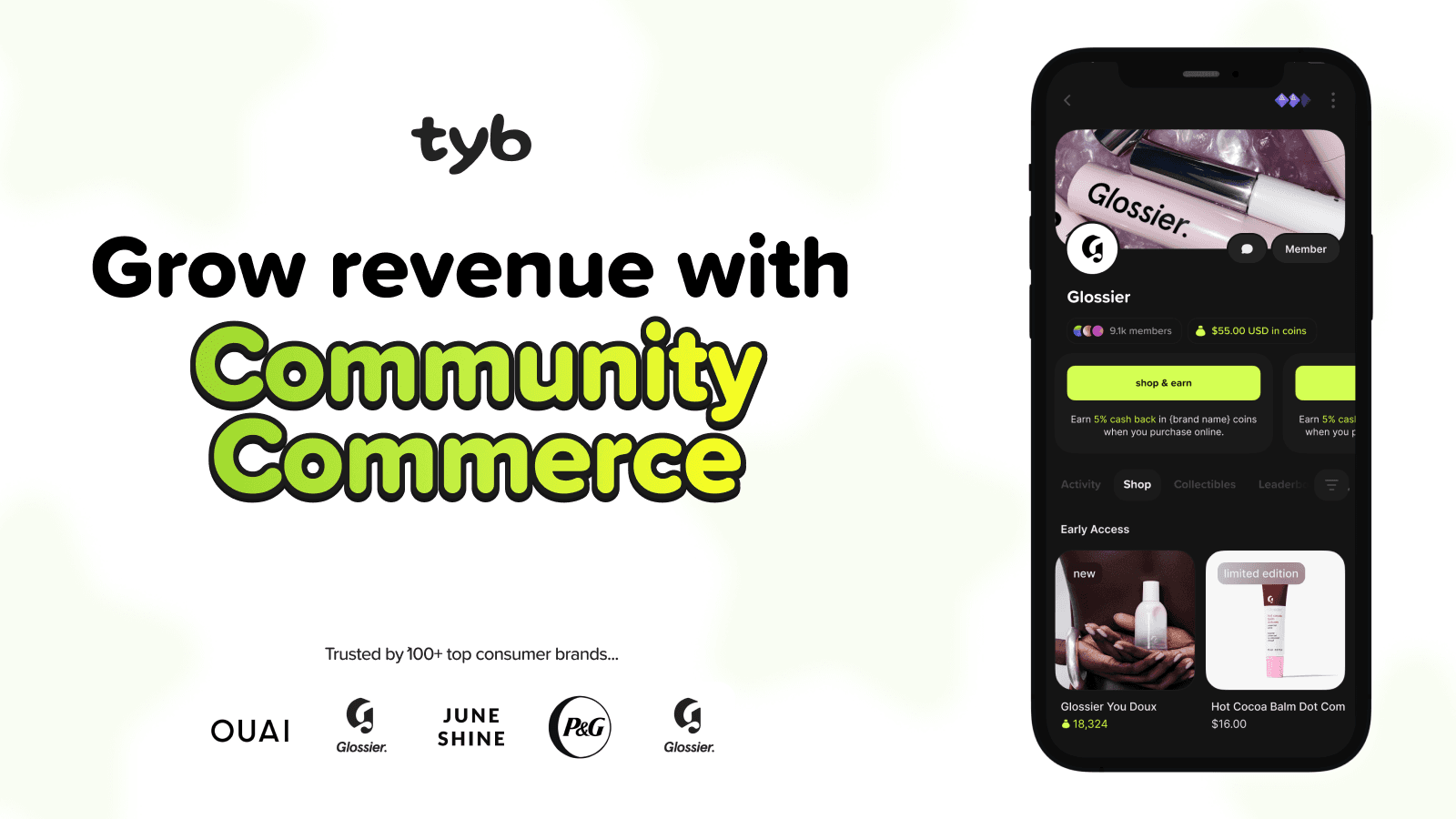 Highlighting the TYB app with TYB’s Shop experience enabled