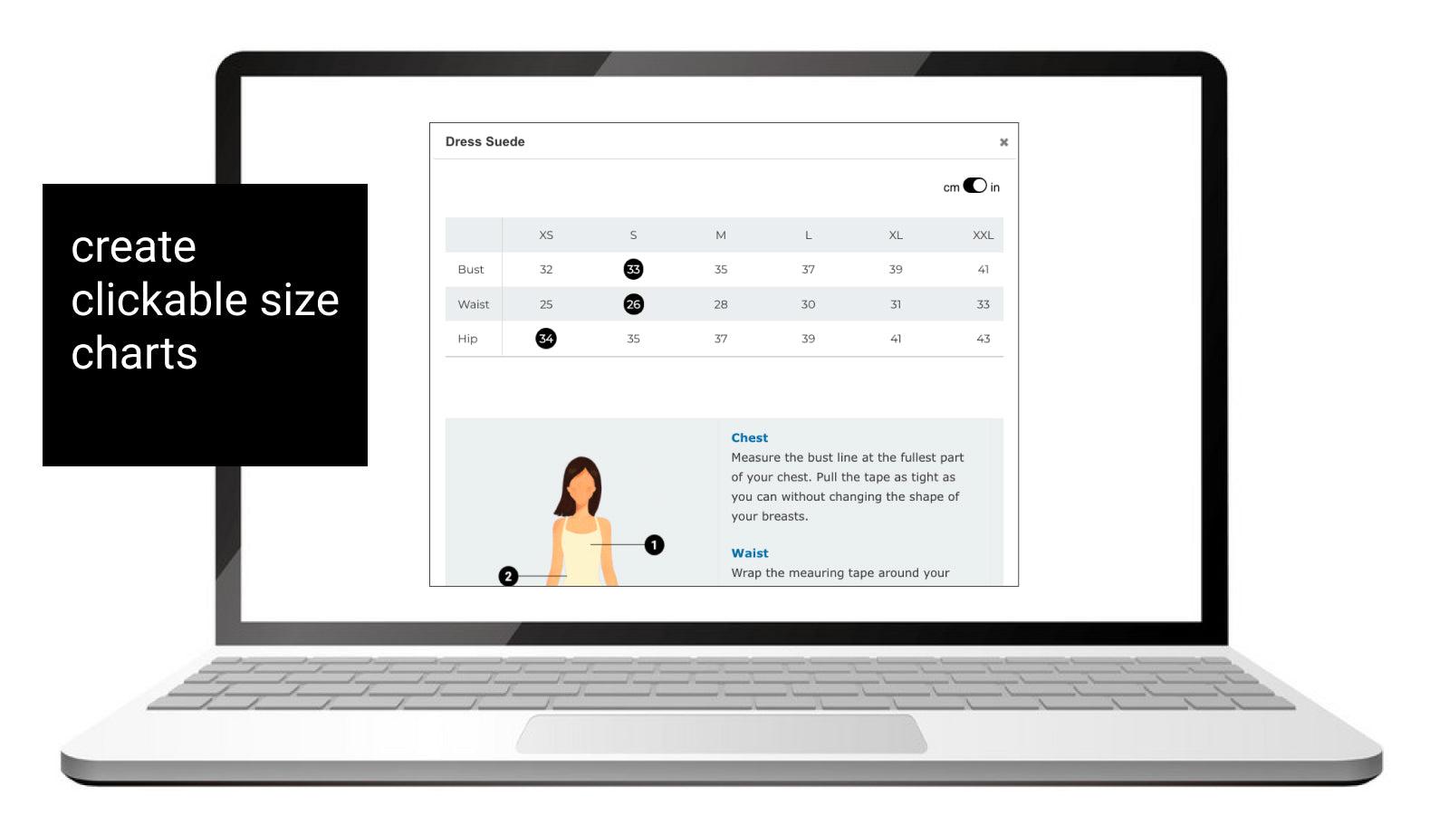 Create simple and beautiful size charts easy to understand