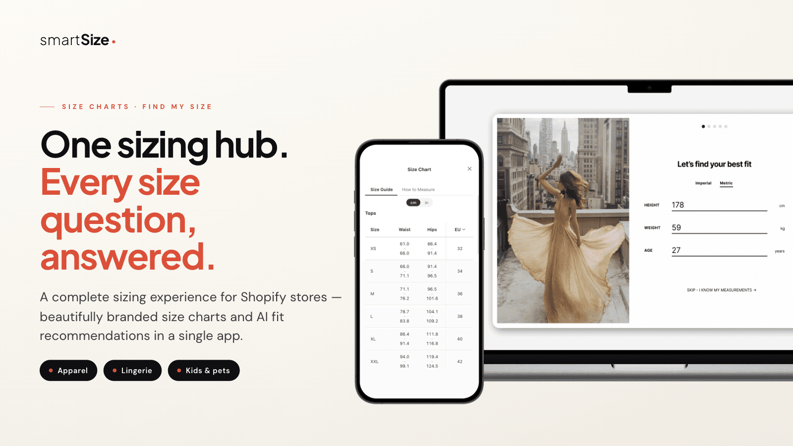 Shopify size chart and fit finder in one app