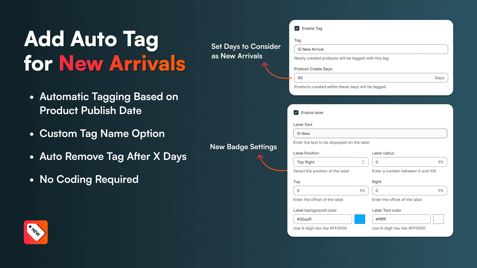 Add Auto Tag for New Arrivals
