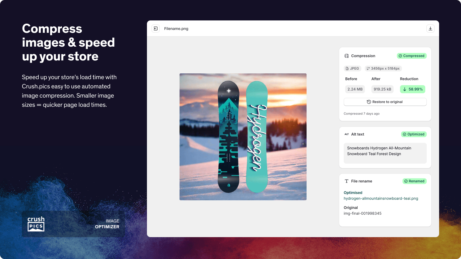 compress & optimize images and speed up your store's load time