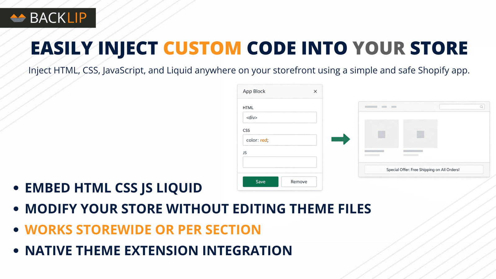 BL Custom HTML CSS JavaScript Code Embed - no theme modification