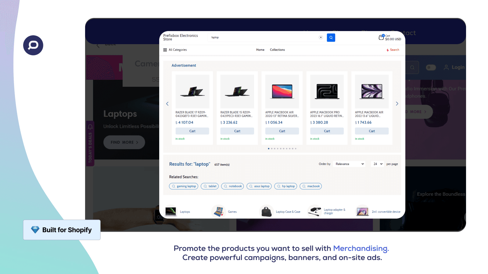 Prefixbox Merchandising - Promotion tool for search bar and page