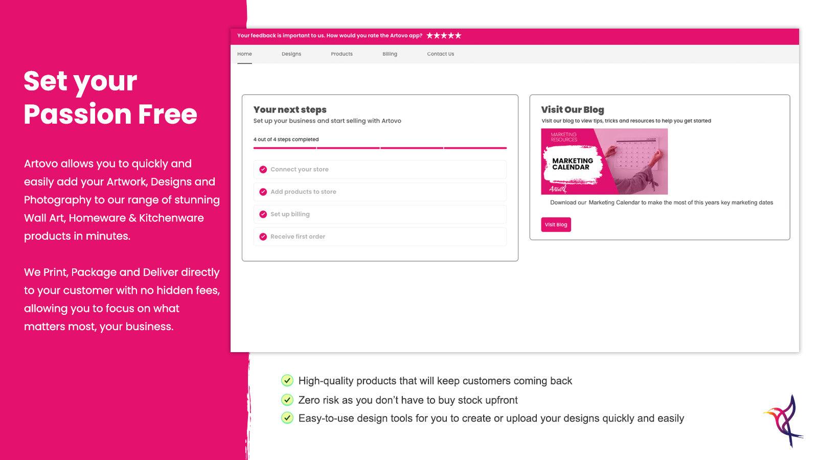 set your passion free with Artovo print on demand