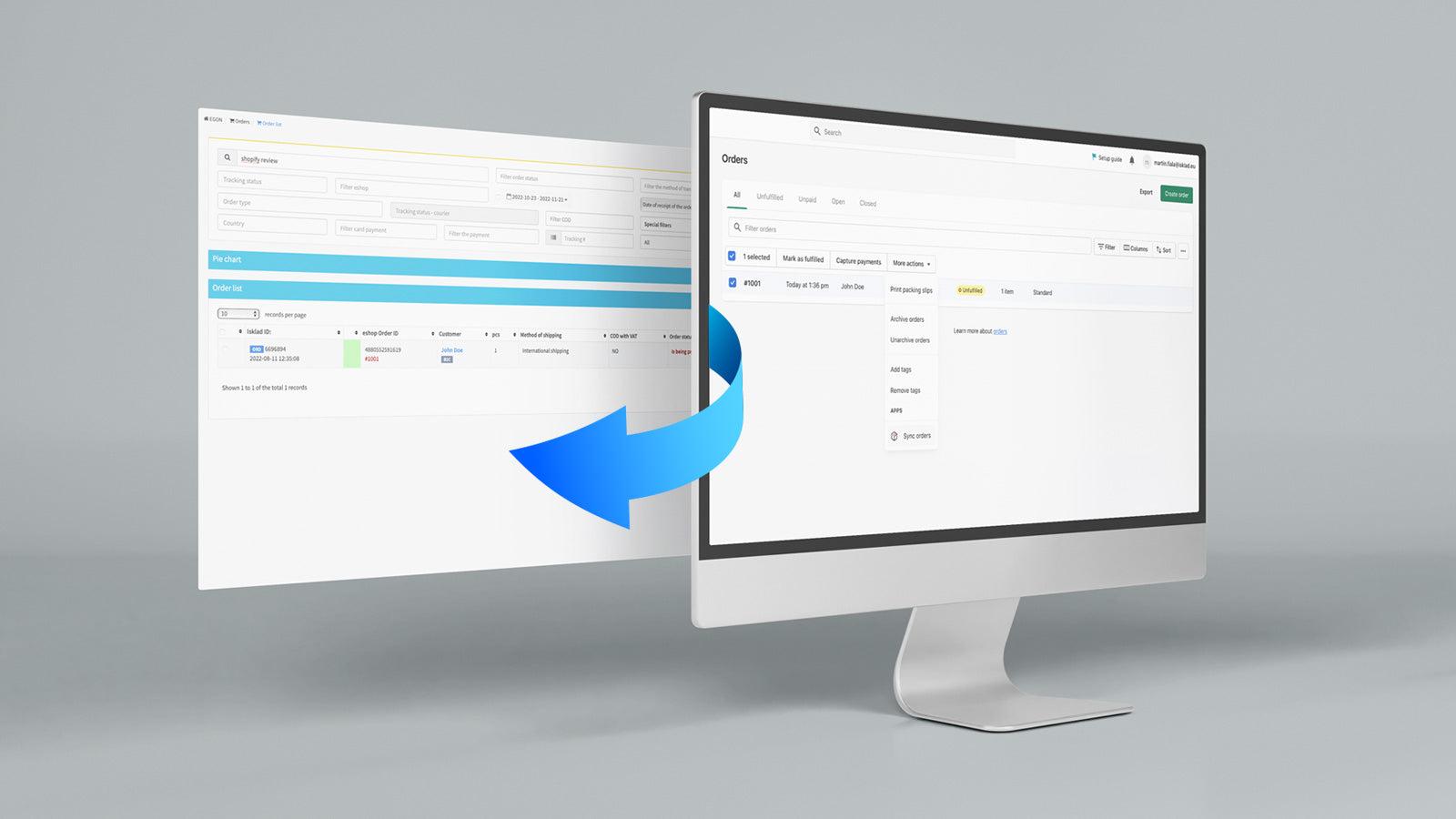 Sending orders with app from your eshop to iSklad service