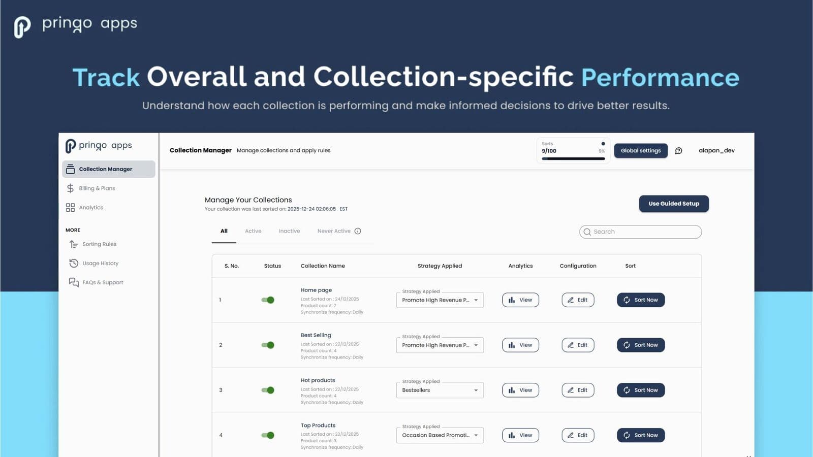 Product and Collection sort - Pringo apps
