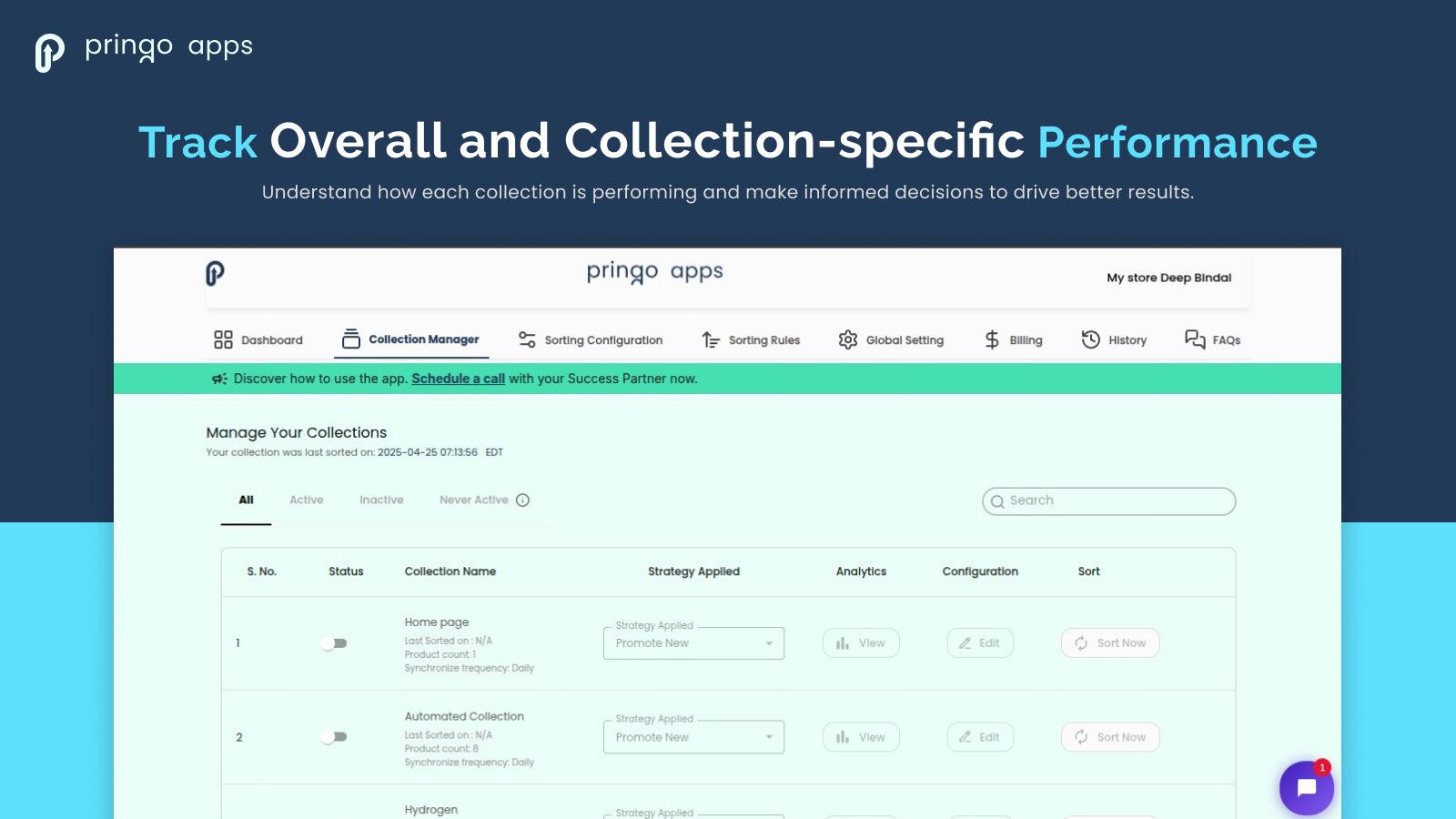 Product and Collection sort - Pringo apps