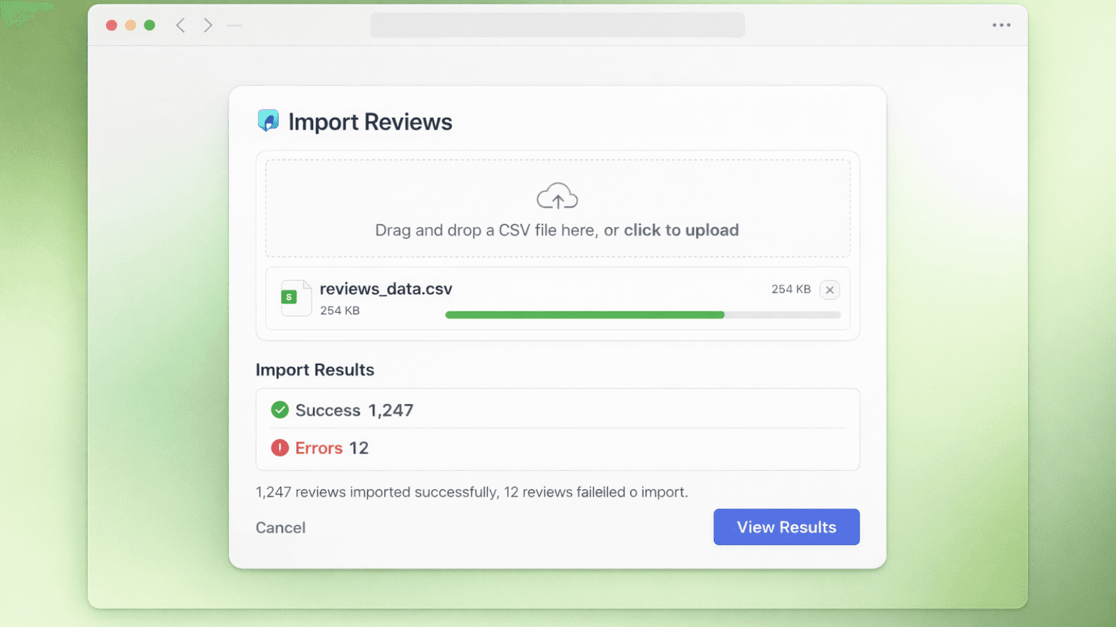 Revio settings dashboard with review controls and preview
