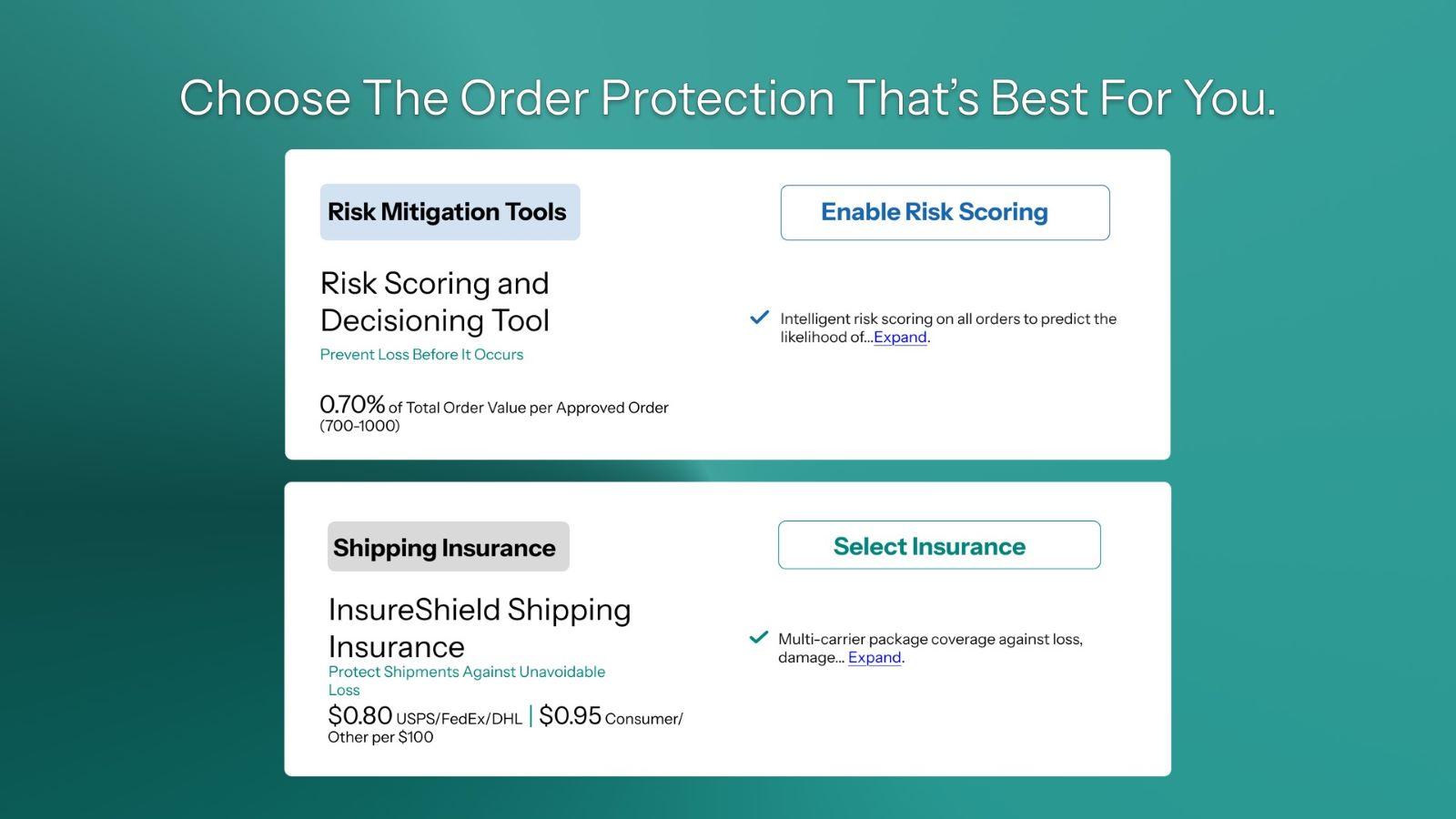 Reduce order loss with Shopify risk scoring and insurance