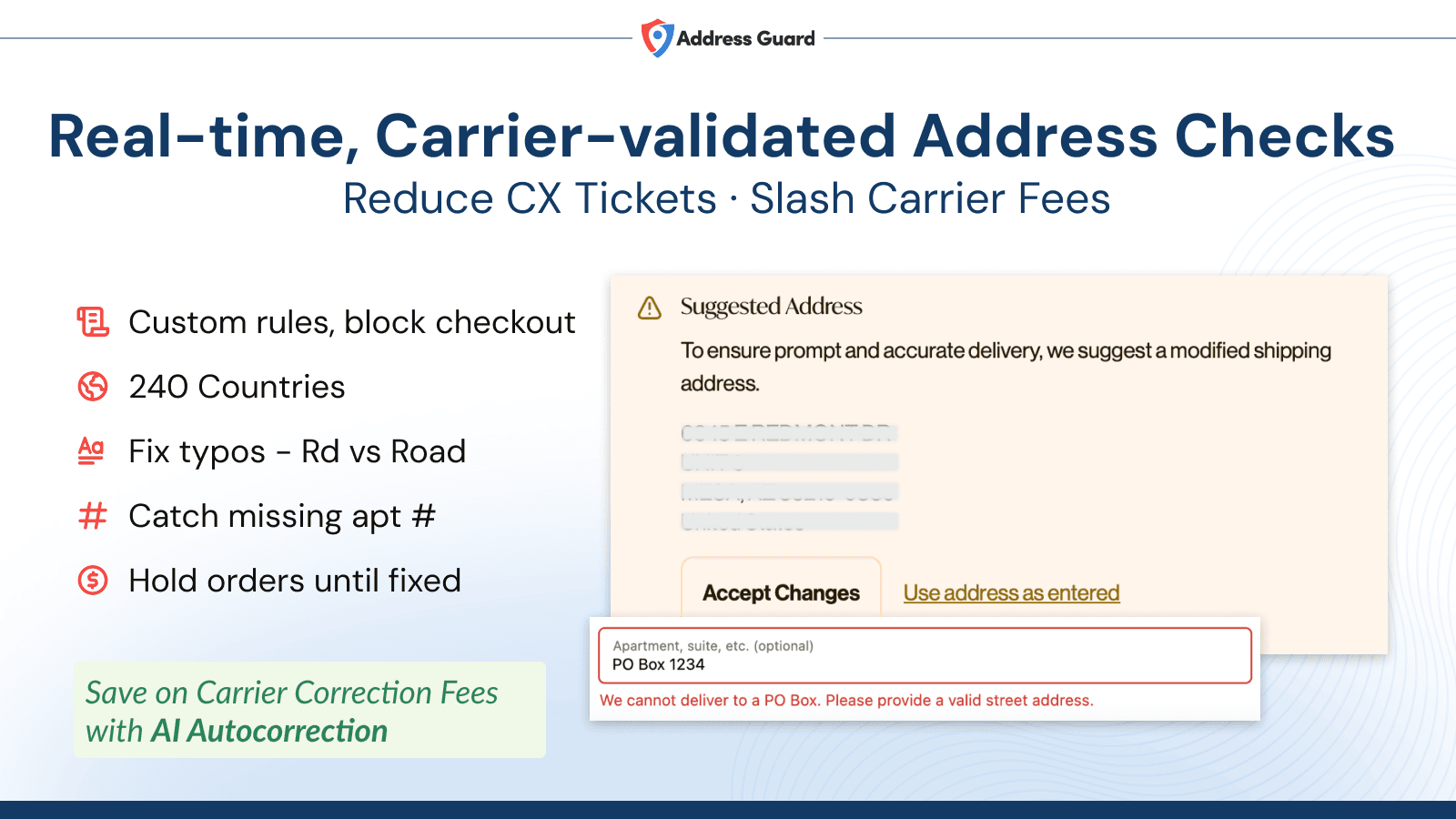 Checkout address verification: catch undeliverable addresses