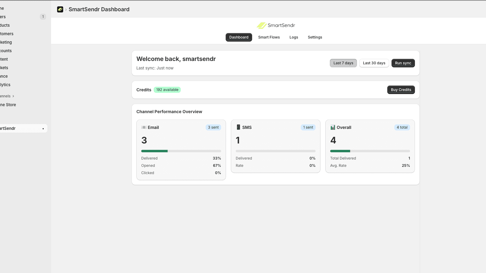 screenshot of dashbaord