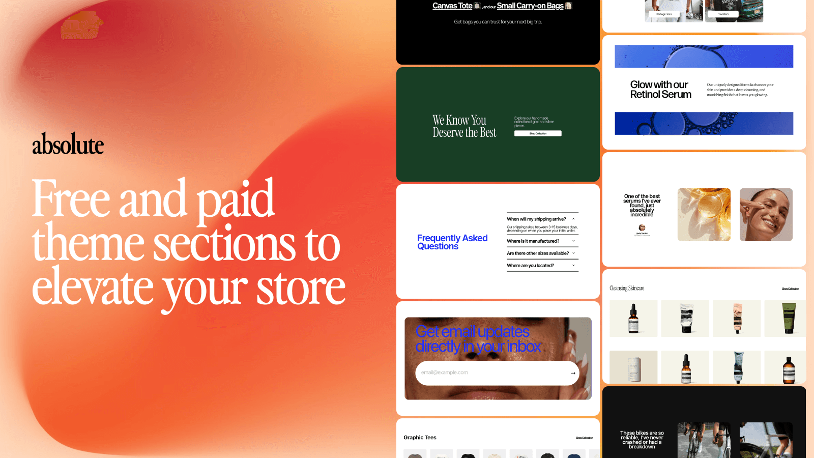 Free and paid theme sections to elevate your store