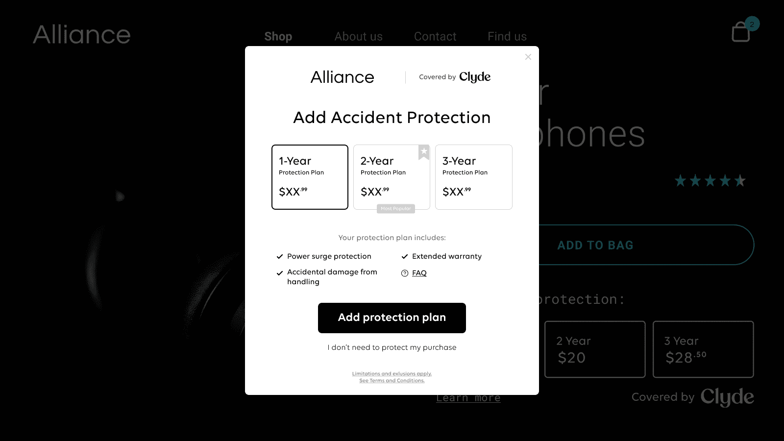 Extended warranty modal popup increase revenue