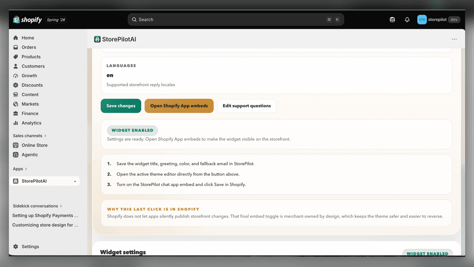 Open Theme of your store to add chat widget.