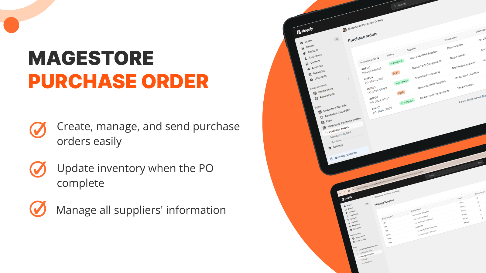 Create, send, track purchase orders