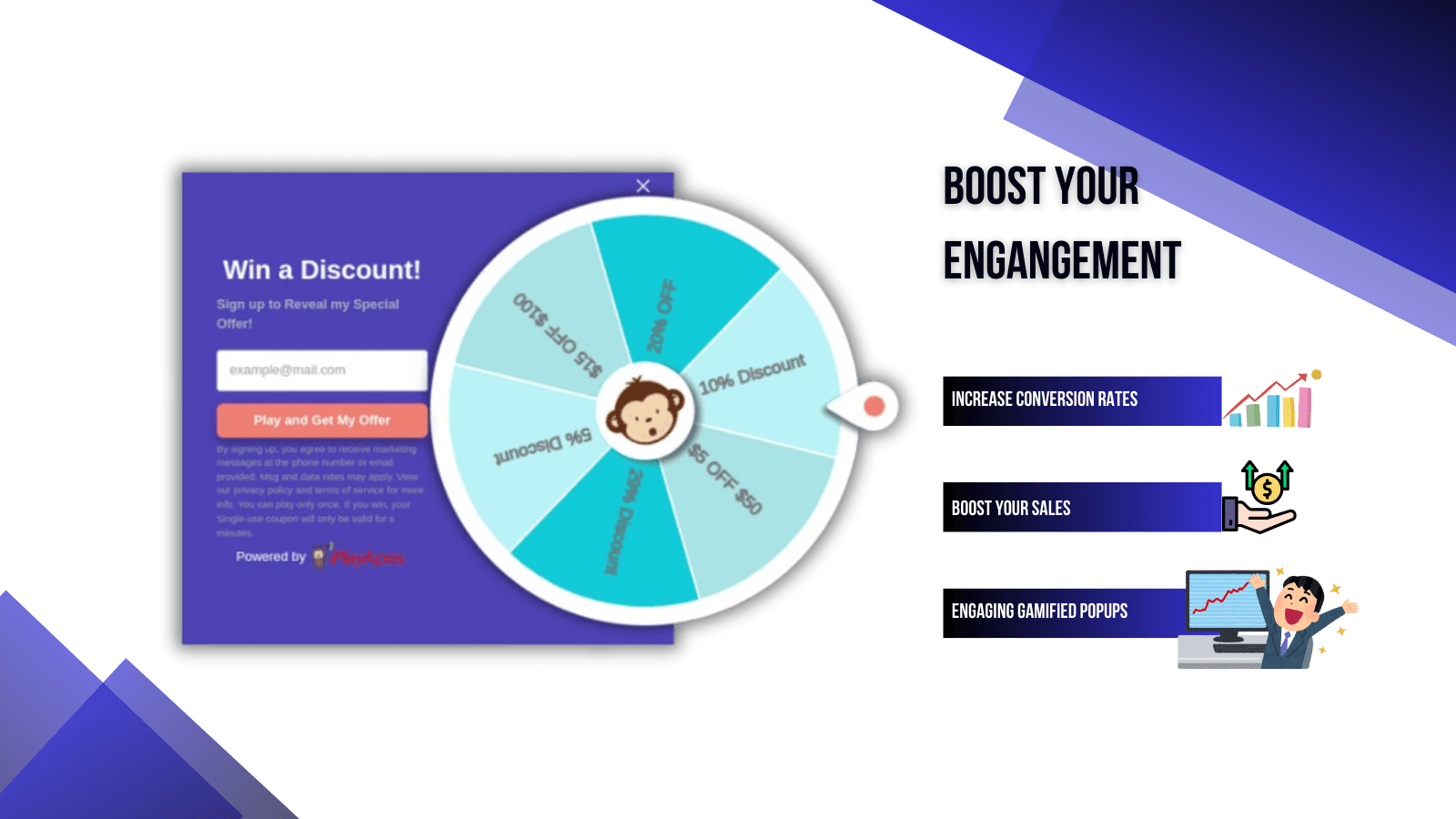 PlayApes Popup Spin the wheel widget
