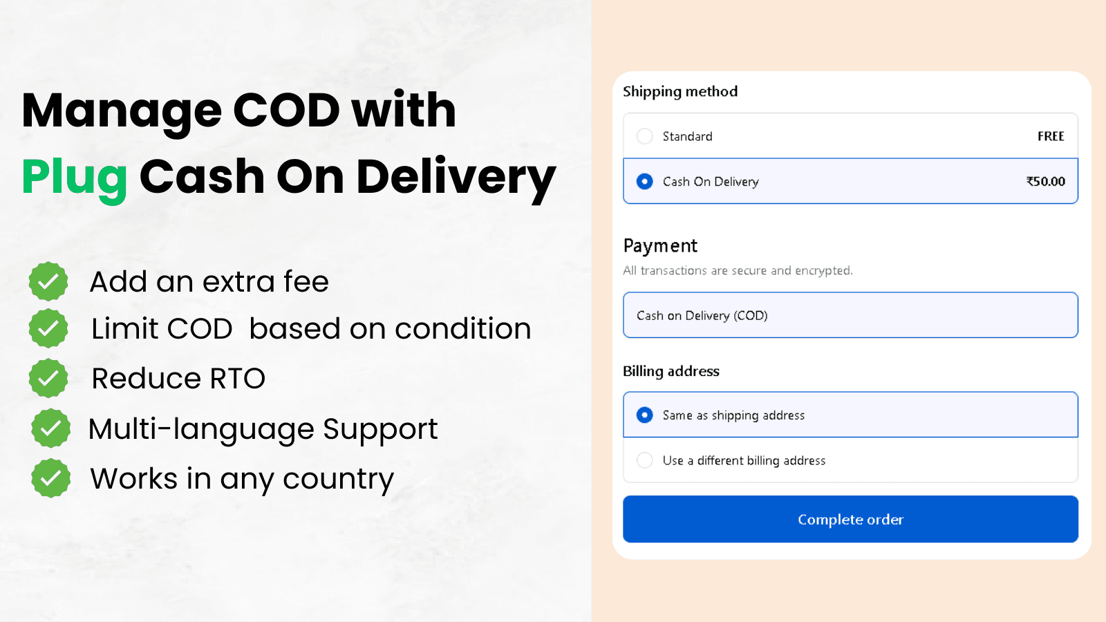 Plug Cash On Delivery App's features