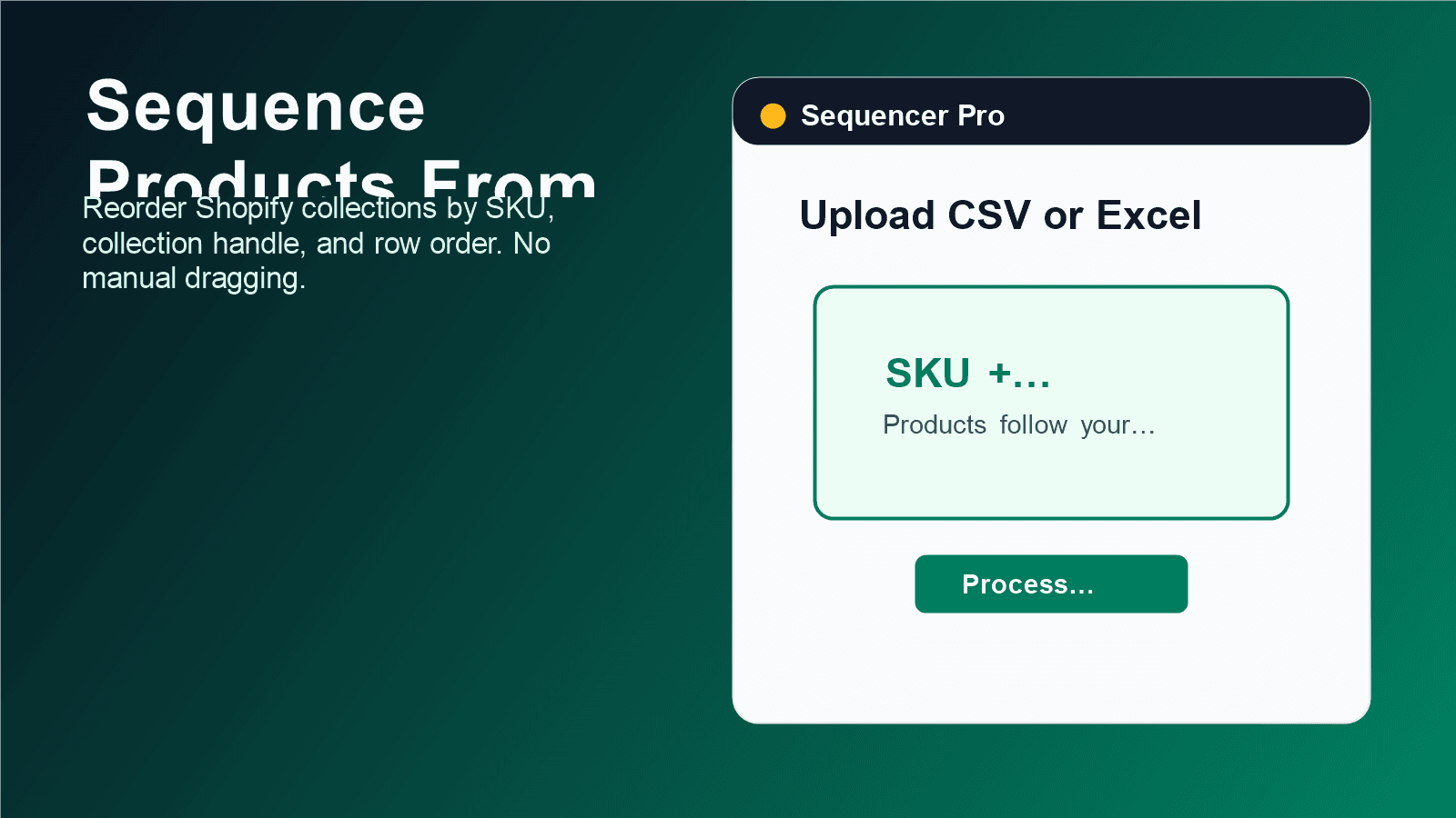 ulk product sorting dashboard for Sequencer Pro