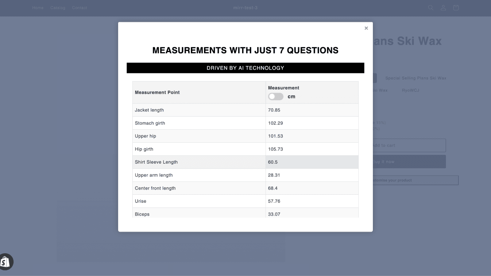 Measurement based on the question.
