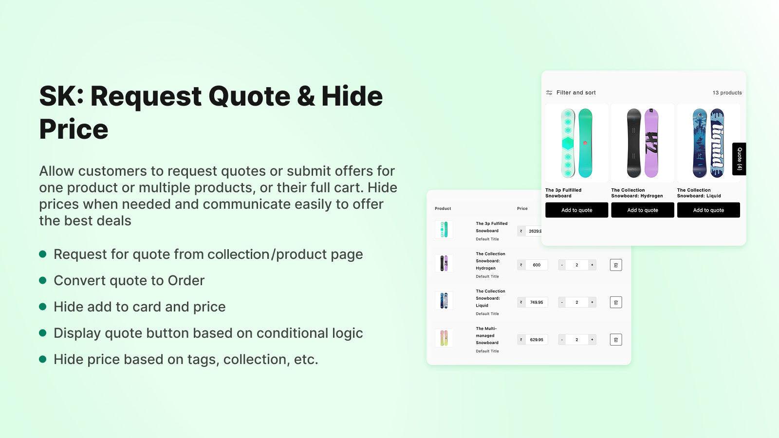 SK b2b request a quote and hide price - Squadkin Technologies