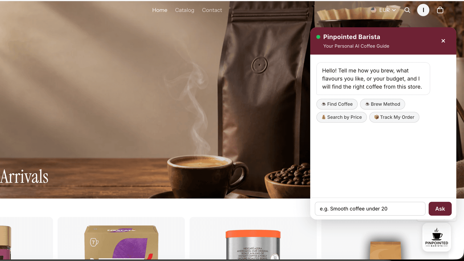 Barista Chat ready go sell your live coffee inventory