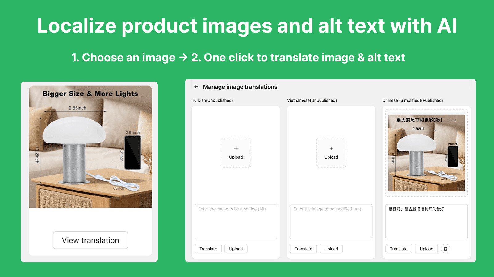 Localize product images and alt text with AI