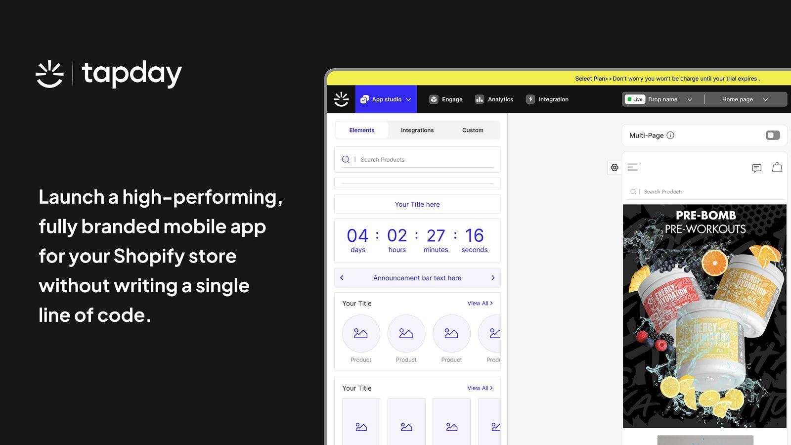 Tapday mobile app builder drag and drop