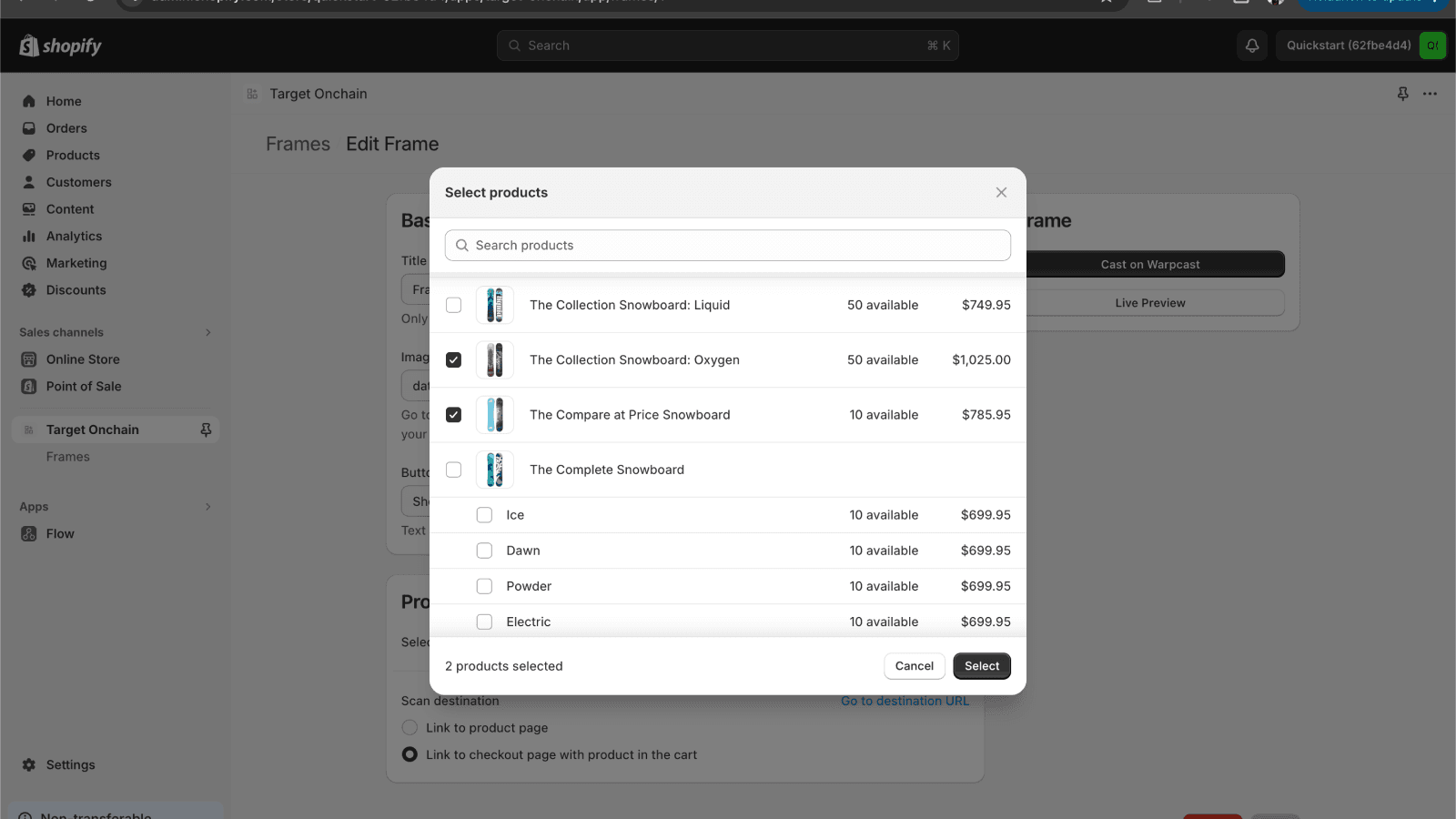 Select the products that will be recommended to users.
