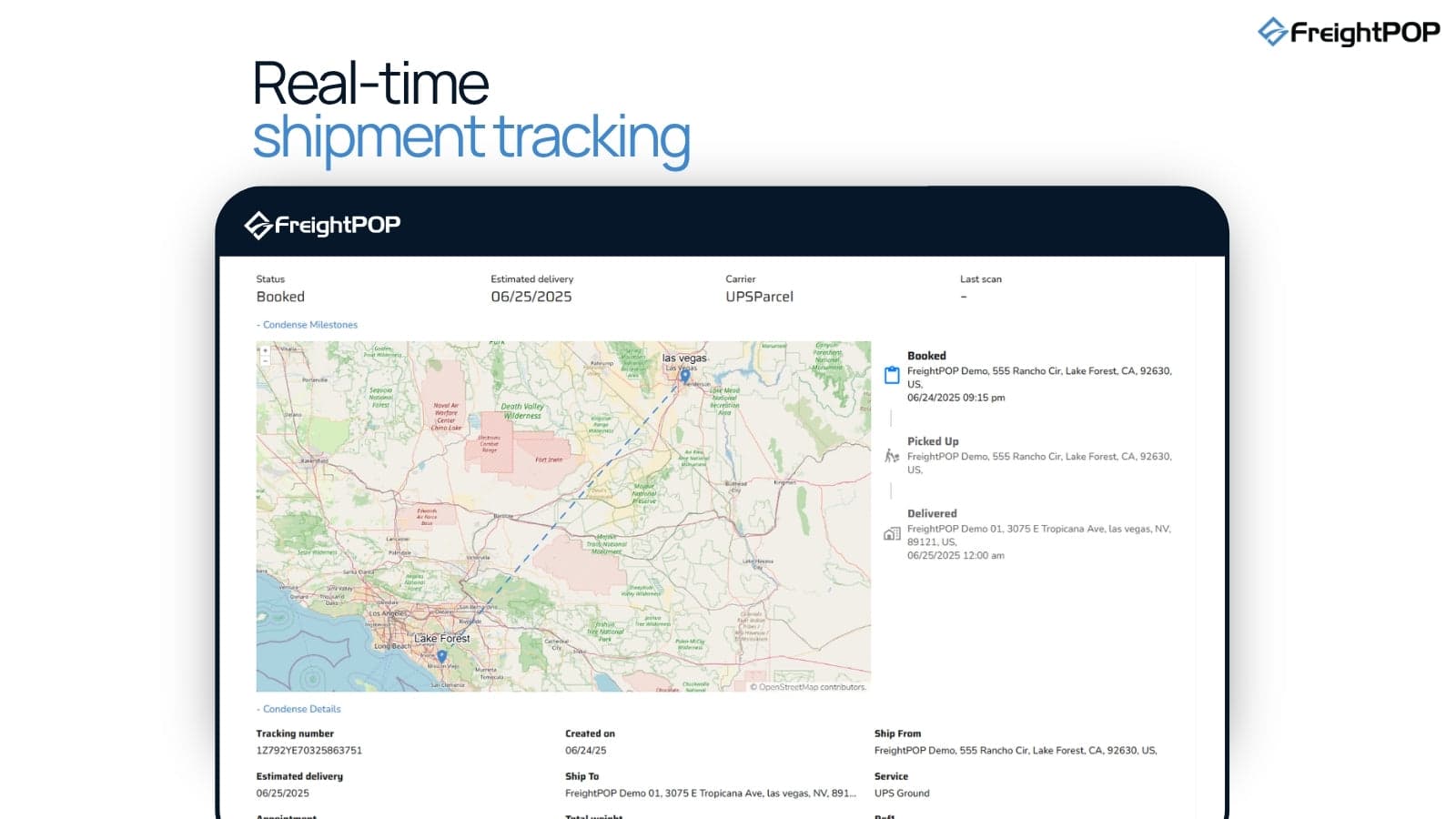Real-time Shipment Tracking with Map Views and Milestones