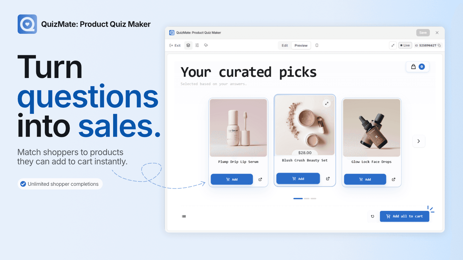 QuizMate: Turn questions into sales.