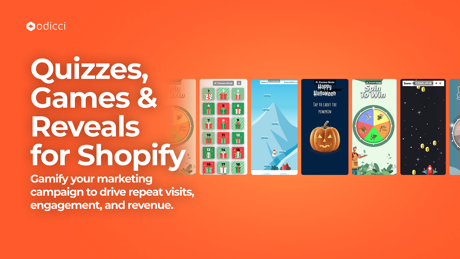 Odicci Shopify gamification: quizzes, games & reveals